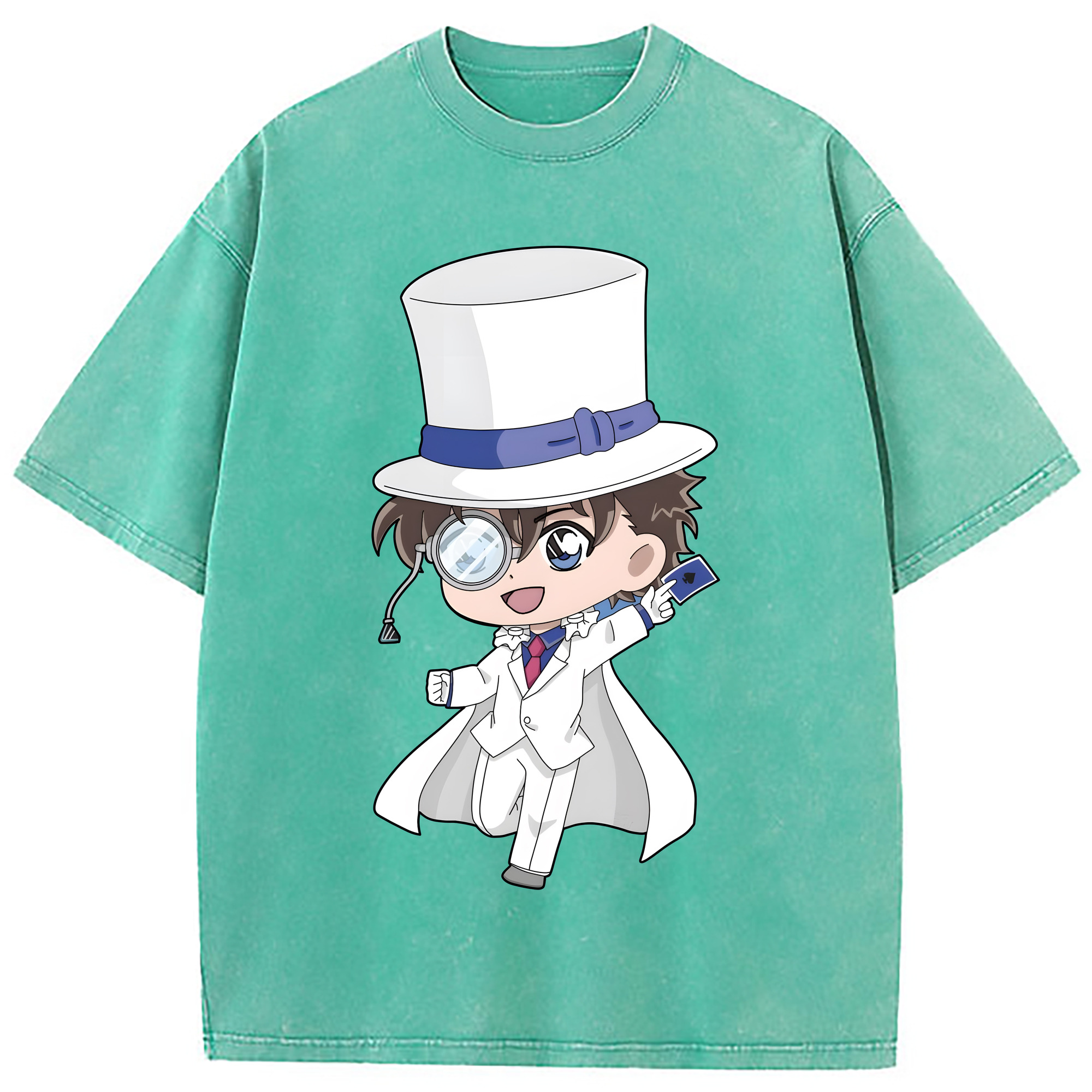 （画像用） 名探偵コナン くろば かいと Detective Conan Kuroba Kaito 綿100% ヴィンテージ風 半袖Tシャツ（フロントプリント）